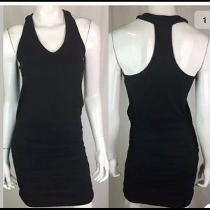 ATHLETA Black Racerback Dress With runched Bottom